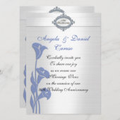 25e anniversaire Invitation Lys calla bleu (Devant / Derrière)