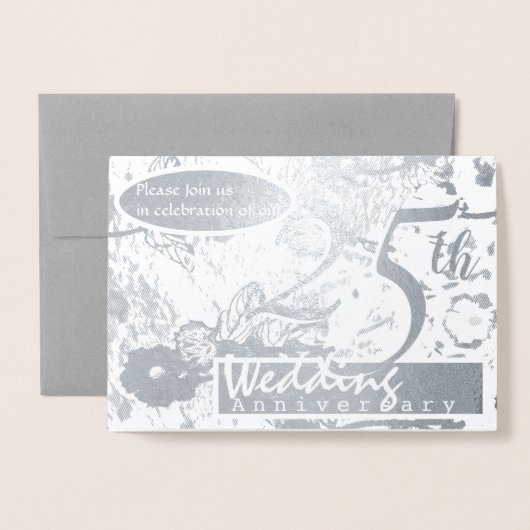 25e anniversaire Mariage d'argent Invitation Grey (Devant avec enveloppe)