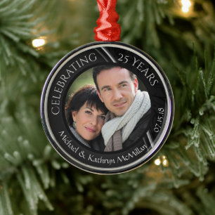 25e anniversaire Mariage d'argent ornement métalli