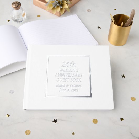 25e anniversaire Mariage d'argent simple stylisé (Recto ouvert)
