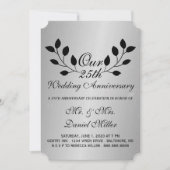 25e anniversaire Mariage Invitation d'argent (Devant)