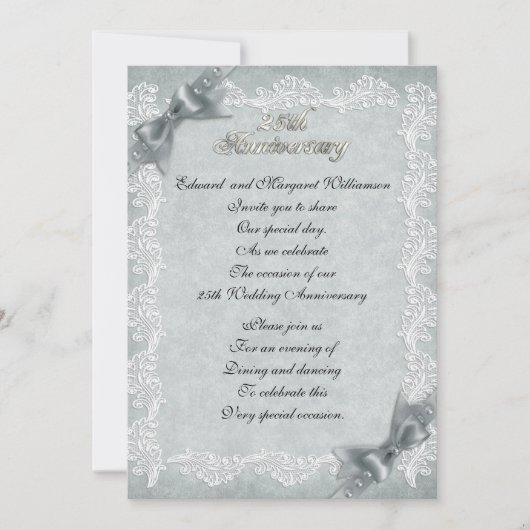 25e anniversaire mariage invitation élégante (Devant)