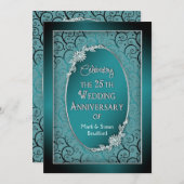 25E ANNIVERSAIRE MARIAGE INVITATIONS - TURQUOISE/B (Devant / Derrière)