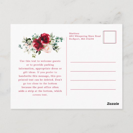 25e anniversaire Red Rose Peony Invitation (Dos)