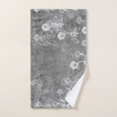 25e anniversaire sur mesure Gris floral (Serviette à main)