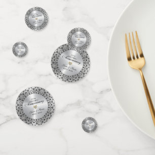 25e bruiloft Jubileum BlackMandala op zilver Confetti