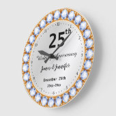 25e bruiloft Jubileum diamant Aangepaste namen Grote Klok (Hoek)