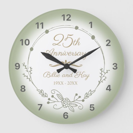 25e bruiloft Jubileum Elegant Grote Klok (Voorkant)