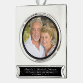 25e bruiloft Jubileum Elegant Keepsake Afbeelding Verzilverd Banner Ornament (Links)