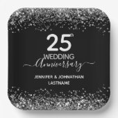 25e bruiloft Jubileum Faux Glitter Papieren Bordje (Voorkant)