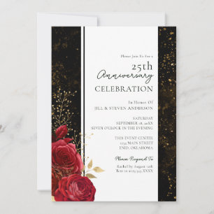 25e bruiloft Jubileum Floral Budget Invitation Kaart