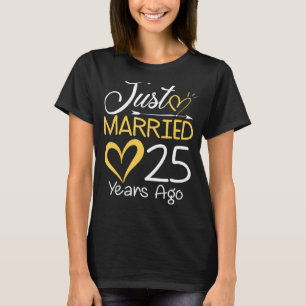 25e bruiloft Jubileum gewoon getrouwd 25 jaar gele T-shirt