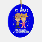 25e bruiloft Jubileum grappige cadeau voor hem Keramisch Ornament (Rechts)