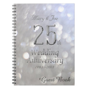 25e bruiloft Jubileum Guest Book Silver Grey Notitieboek