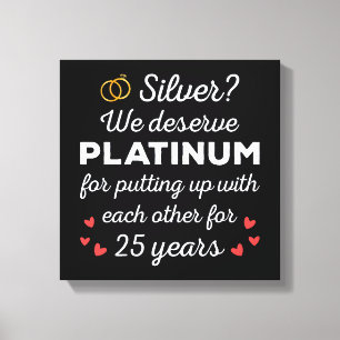 25e bruiloft Jubileum I - Silver Funny Couple Canvas Afdruk