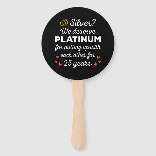 25e bruiloft Jubileum I - Silver Funny Couple Handwaaier (Voorkant)