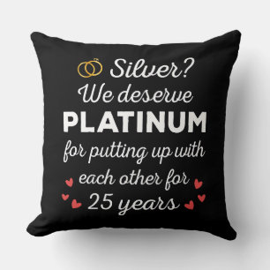 25e bruiloft Jubileum I - Silver Funny Couple Kussen