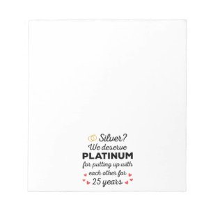 25e bruiloft Jubileum I - Silver Funny Couple Notitieblok