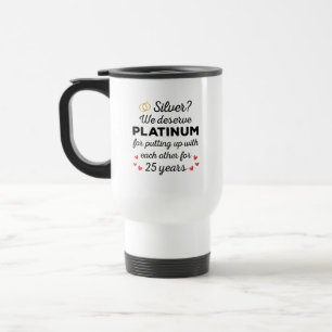25e bruiloft Jubileum I - Silver Funny Couple Reisbeker