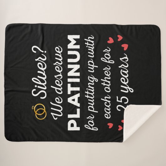 25e bruiloft Jubileum I - Silver Funny Couple Sherpa Deken (Voorkant (horizontaal))