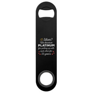 25e bruiloft Jubileum I - Silver Funny Couple Speed Flessenopener