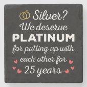25e bruiloft Jubileum I - Silver Funny Couple Stenen Onderzetter (Voorkant)