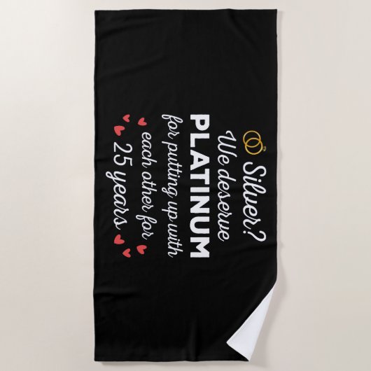 25e bruiloft Jubileum I - Silver Funny Couple Strandlaken (Voorkant)