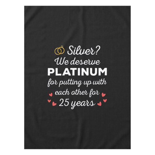 25e bruiloft Jubileum I - Silver Funny Couple Tafelkleed (Voorkant)