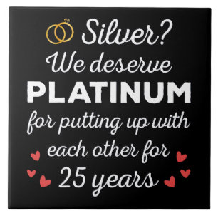 25e bruiloft Jubileum I - Silver Funny Couple Tegeltje