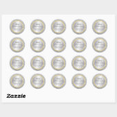 25e bruiloft Jubileum Modern Silver Glitter Ronde Sticker (Vel)