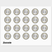 25e bruiloft Jubileum Modern Zilver & Goud Ronde Sticker (Vel)