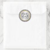 25e bruiloft Jubileum Modern Zilver & Goud Ronde Sticker (Tas)