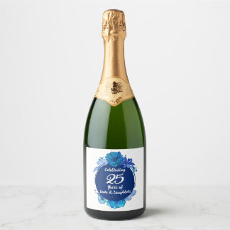 25e bruiloft Jubileum mousserende wijnfles Lab Sparkling Wijnetiket