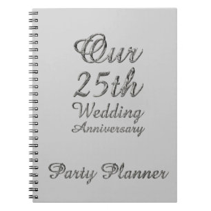 25e bruiloft Jubileum Partij Planner Silver Grey Notitieboek