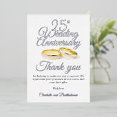 25e bruiloft Jubileum Party Folie Dank u kaart (Staand Voorkant)