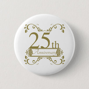 25e bruiloft Jubileum Ronde Button 5,7 Cm
