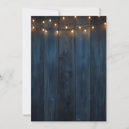 25e bruiloft Jubileum Rustiek Blauw String Lichten Kaart (Achterkant)
