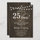 25e bruiloft Jubileum - Rustiek Hout Kaart (Voorkant / Achterkant)