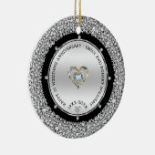 25e bruiloft Jubileum Silver & Diamonds Keramisch Ornament (Rechts)