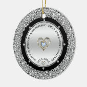 25e bruiloft Jubileum Silver & Diamonds Keramisch Ornament (Links)
