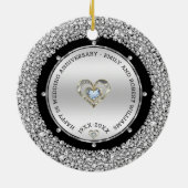 25e bruiloft Jubileum Silver & Diamonds Keramisch Ornament (Achterkant)
