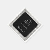 25e bruiloft Jubileum Silver Glitter Elegant Servet (Hoek)