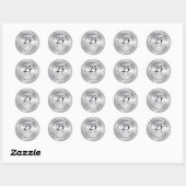 25e bruiloft Jubileum Silver Sparkling Lijst Ronde Sticker (Vel)