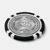 25e bruiloft Jubileum Silver White Diamonds Poker Chips (Enkel)