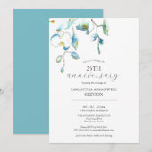25e bruiloft Jubileum uitnodigingen Floral (Voorkant / Achterkant)