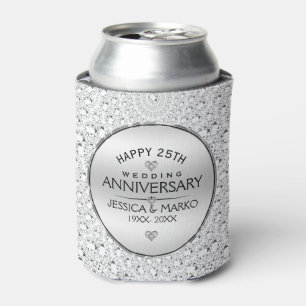 25e bruiloft Jubileum White Diamonds & Silver Blikjeskoeler