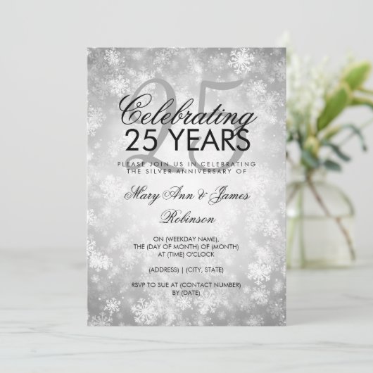 25e bruiloft Jubileum Winter Wonderland Silver Kaart (Staand voorkant)