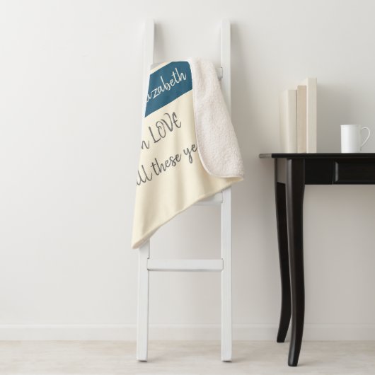 25e bruiloft Jubileum zilver en blauw Sherpa Deken (In situ)