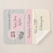 25e bruiloft Jubileum zilver en roze Sherpa Deken (Voorkant (horizontaal))