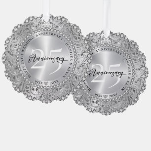 25e bruiloft Jubileum Zilver Mandala Bling Ornament Kaart